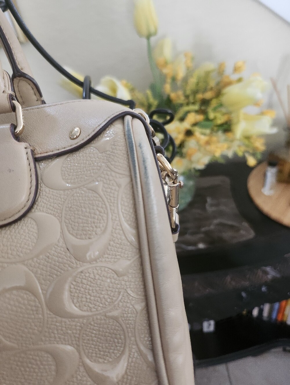 Coach Signature Embossed Patent Mini Bennett Satchel - Picture 6 of 8